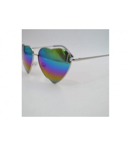 Aviator Women Heart Sunglasses Eyewear Beach Viator Mirror Lens Sunglasses - Rainbow 02 - CW18RLRYRN7 $20.95