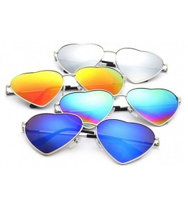 Aviator Women Heart Sunglasses Eyewear Beach Viator Mirror Lens Sunglasses - Rainbow 02 - CW18RLRYRN7 $20.95