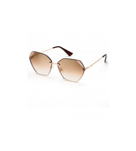 Sport Sunglasses for Women Fashion Polygonal Rimless Metal Frame Women Stylish Shades - Brown - C0197Y5QWI9 $41.14