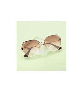 Sport Sunglasses for Women Fashion Polygonal Rimless Metal Frame Women Stylish Shades - Brown - C0197Y5QWI9 $41.14