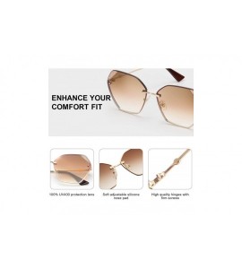 Sport Sunglasses for Women Fashion Polygonal Rimless Metal Frame Women Stylish Shades - Brown - C0197Y5QWI9 $41.14