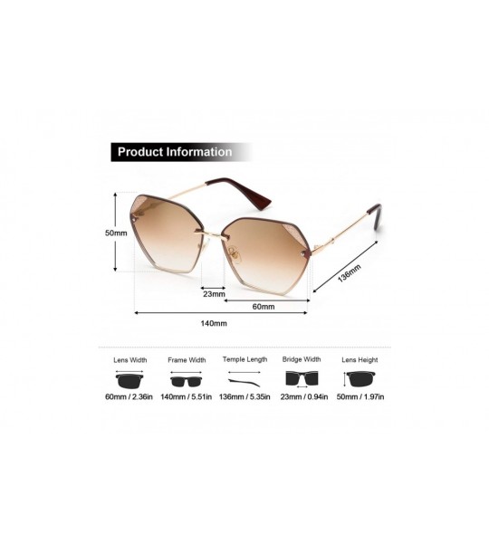 Sport Sunglasses for Women Fashion Polygonal Rimless Metal Frame Women Stylish Shades - Brown - C0197Y5QWI9 $41.14