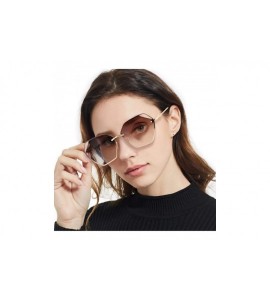 Sport Sunglasses for Women Fashion Polygonal Rimless Metal Frame Women Stylish Shades - Brown - C0197Y5QWI9 $41.14