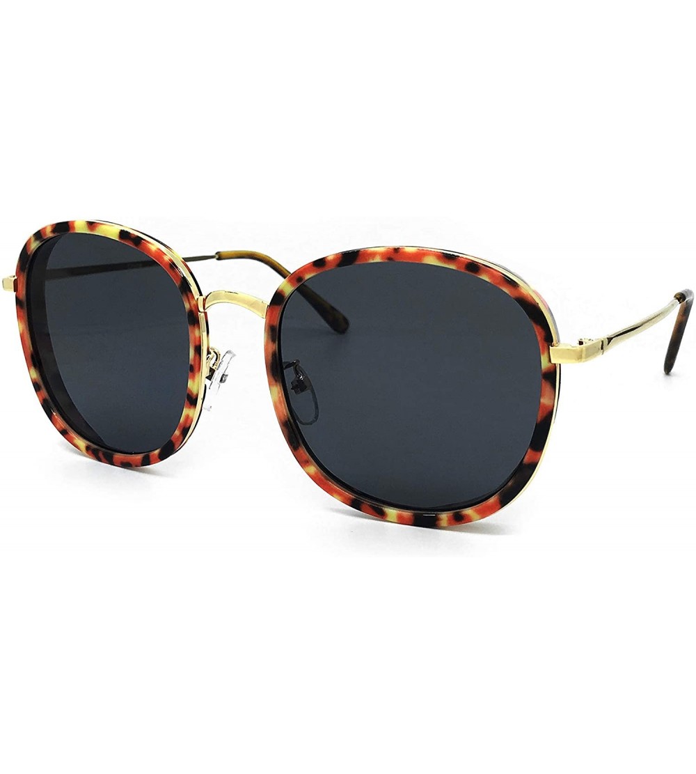 Square 6080 Premium Oversize XL Steampunk Flat Aviator Vintage Hippie Retro Womens Mens Brand Designer Style Sunglasses - CG1...