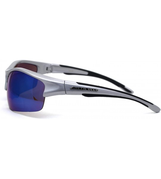 Rectangular Arctic Blue Bluetech Mirrored Lens Rectangular Half Rim Sport Sunglasses - Silver - CJ12N1680R8 $22.85