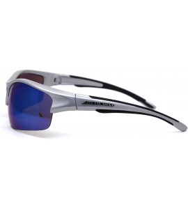 Rectangular Arctic Blue Bluetech Mirrored Lens Rectangular Half Rim Sport Sunglasses - Silver - CJ12N1680R8 $22.85