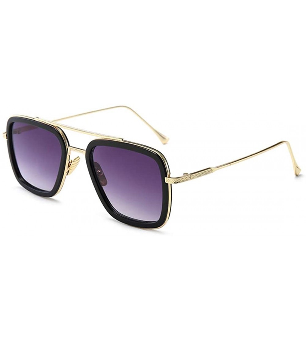 Rectangular Super Hero Sunglasses Metal Frame Dark Glasses For Halloween Cosplay Costume - Purple - CO18Y8ESKCZ $26.87
