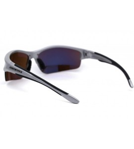 Rectangular Arctic Blue Bluetech Mirrored Lens Rectangular Half Rim Sport Sunglasses - Silver - CJ12N1680R8 $22.85