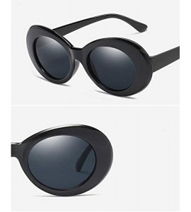 Oval Clout Goggles Kurt Cobain Sunglasses Retro Oval Thick Frame Womens Sunglasses - C1 - CW18TINTDXD $18.89