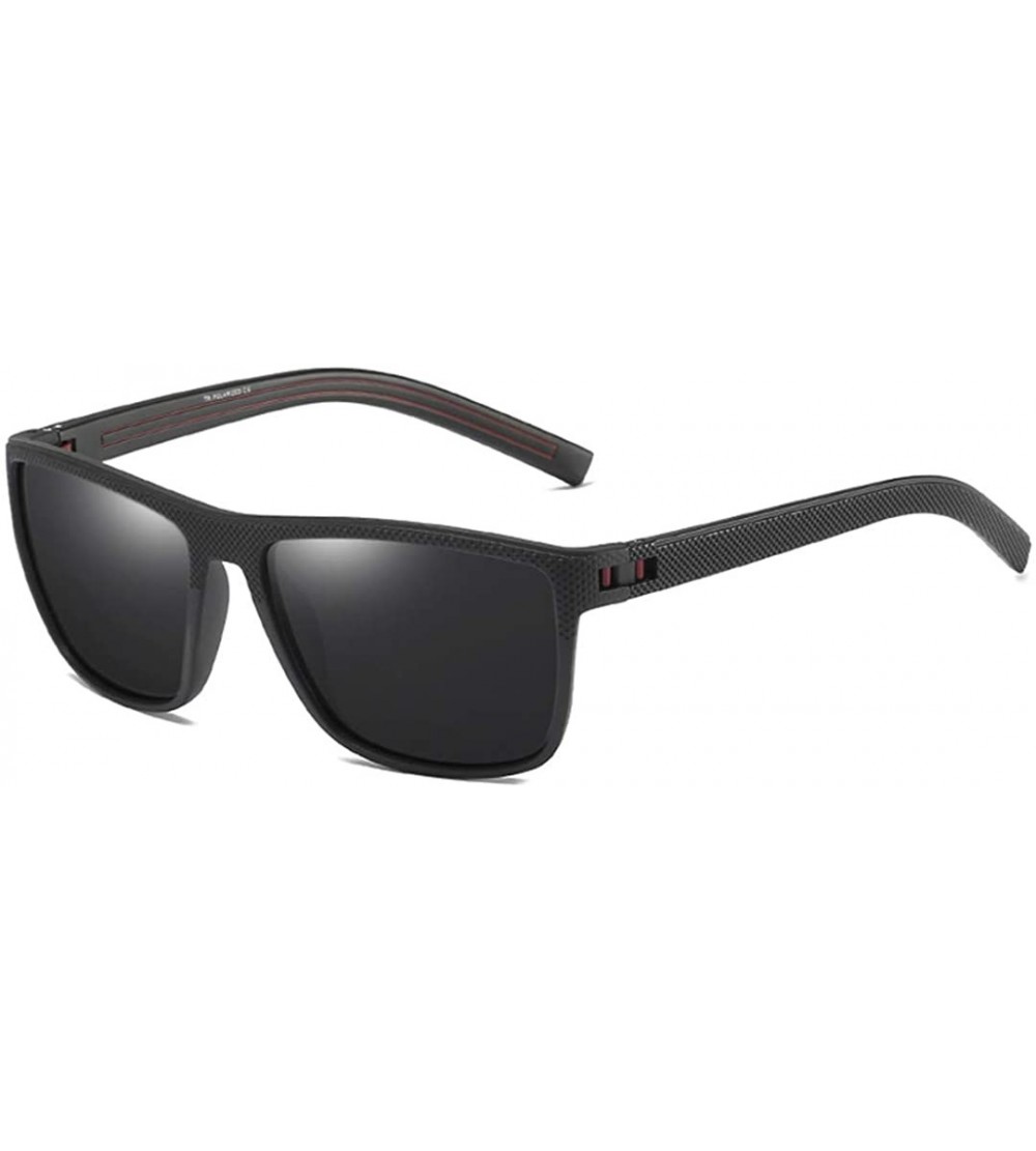 Oval Retro Polarized for Men Square TR90 Black Frame Hiking Sun Glasses Uv400 - C1 Black-red Gray - CS18M3N5Y2X $59.75
