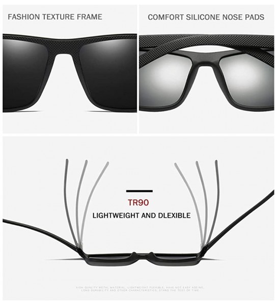 Oval Retro Polarized for Men Square TR90 Black Frame Hiking Sun Glasses Uv400 - C1 Black-red Gray - CS18M3N5Y2X $59.75