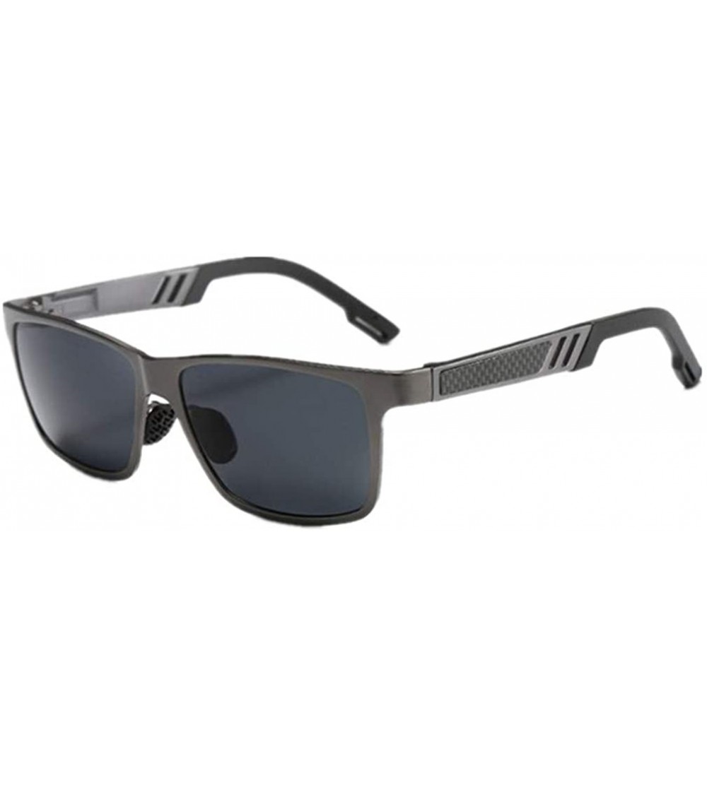 Semi-rimless Men Square UV400 Polarized Sunglasses Fashion Sport Driving Glasses - Grey Black - CW182ZD585T $20.43
