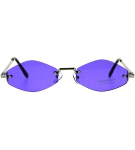 Oval Rimless Skinny Diamond Shape Sunglasses Womens Indie Fashion Shades - Silver (Purple) - CP18EDH0SN7 $21.82