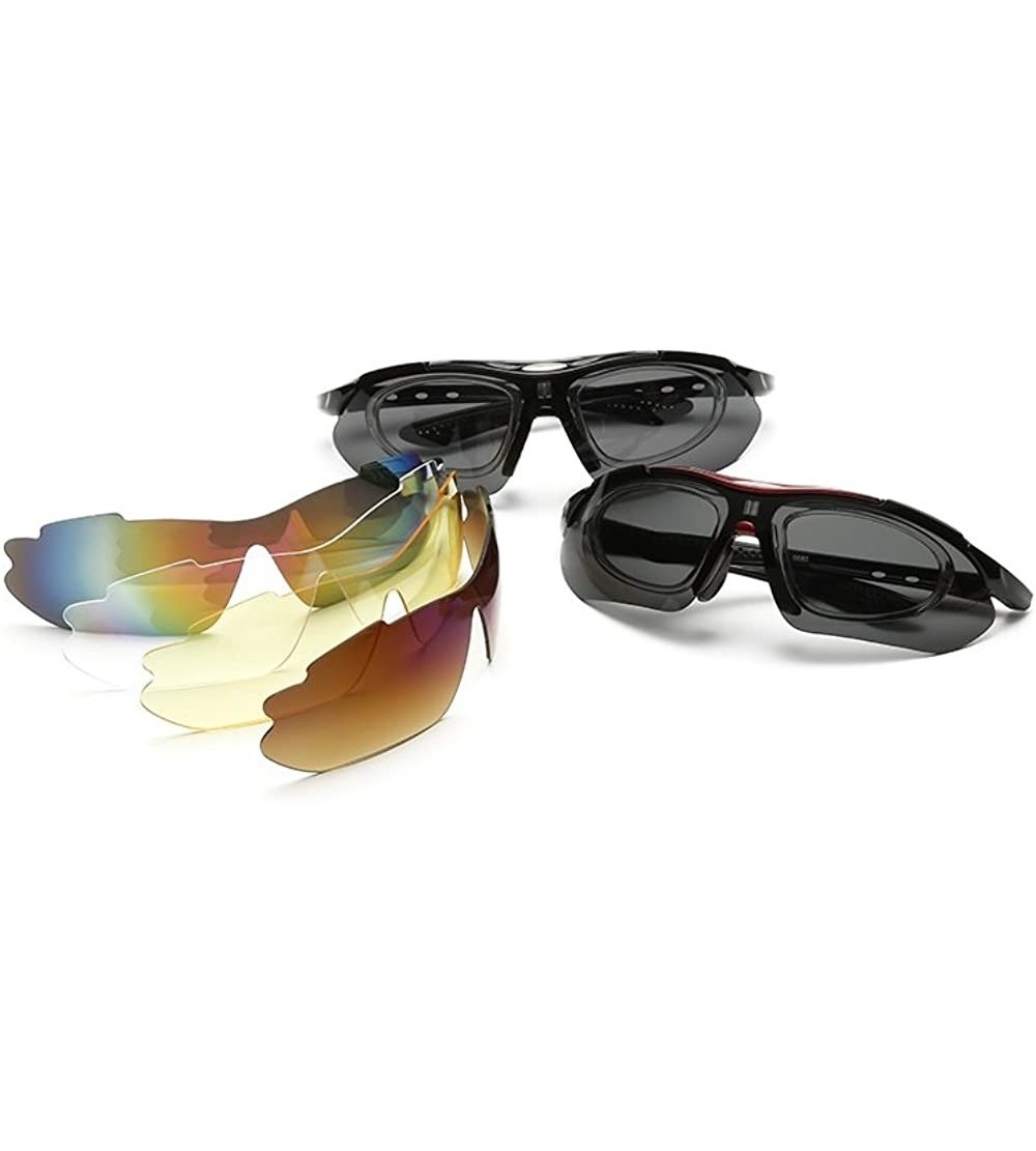 Sport SGB-030 Polarized Sport Sunglasses - 4 pairs Interchangeable Lens - golf bike - CX184UZNQXG $29.09