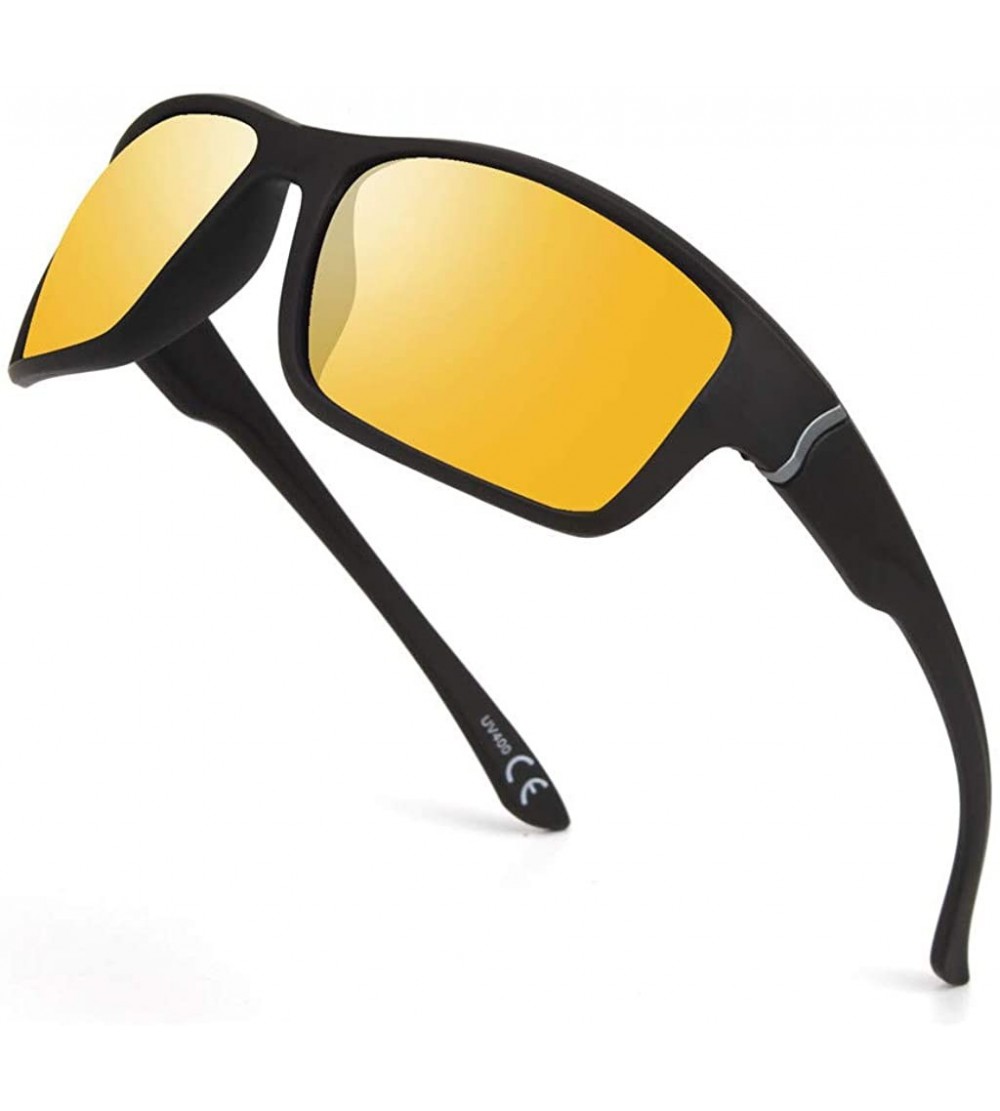 Rectangular Sports Sunglasses-Shatterproof Glasses For Men Cycling Running Driving Baseball - E - C5196YYK85O $17.19