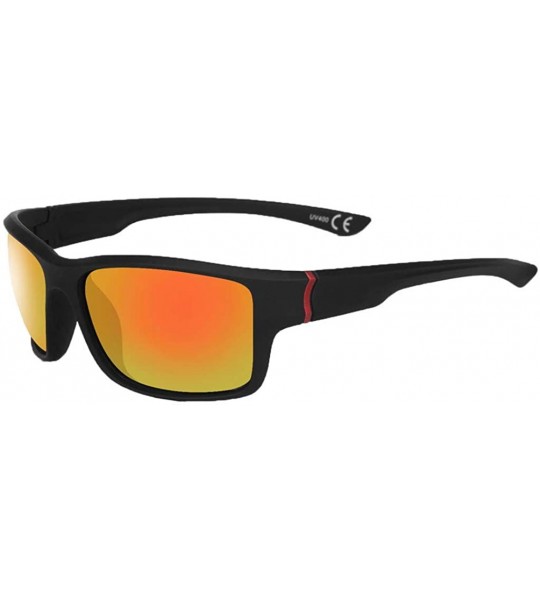 Rectangular Sports Sunglasses-Shatterproof Glasses For Men Cycling Running Driving Baseball - E - C5196YYK85O $17.19