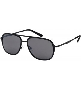 Square Sleek Metal Aviators w/Flat Flash Mirrored Lens 25136-FLFM - Black - CP12LQ0RMWD $18.67