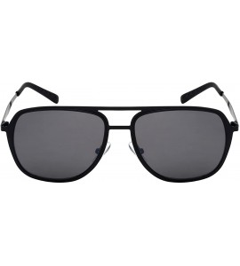 Square Sleek Metal Aviators w/Flat Flash Mirrored Lens 25136-FLFM - Black - CP12LQ0RMWD $18.67