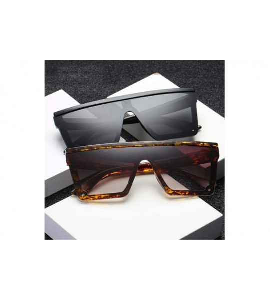 Square Male Flat Top Sunglasses Black Square UV400 Gradient Sun Glasses for Men Cool One Piece - Silver - C0194OGN0UD $37.98