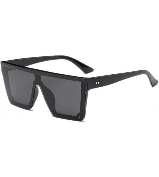 Square Male Flat Top Sunglasses Black Square UV400 Gradient Sun Glasses for Men Cool One Piece - Silver - C0194OGN0UD $37.98