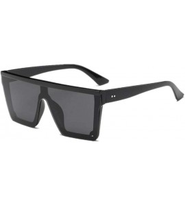 Square Male Flat Top Sunglasses Black Square UV400 Gradient Sun Glasses for Men Cool One Piece - Silver - C0194OGN0UD $37.98