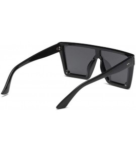 Square Male Flat Top Sunglasses Black Square UV400 Gradient Sun Glasses for Men Cool One Piece - Silver - C0194OGN0UD $37.98