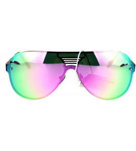 Rimless Unisex Aviator Sunglasses Full Mirrored Lens Frame Designer Fashion - Black (Pink Green Mirror) - CM186NW6KC0 $20.74