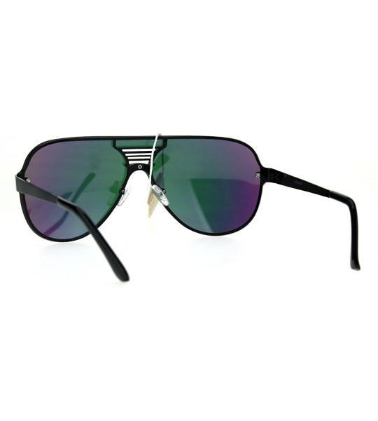 Rimless Unisex Aviator Sunglasses Full Mirrored Lens Frame Designer Fashion - Black (Pink Green Mirror) - CM186NW6KC0 $20.74