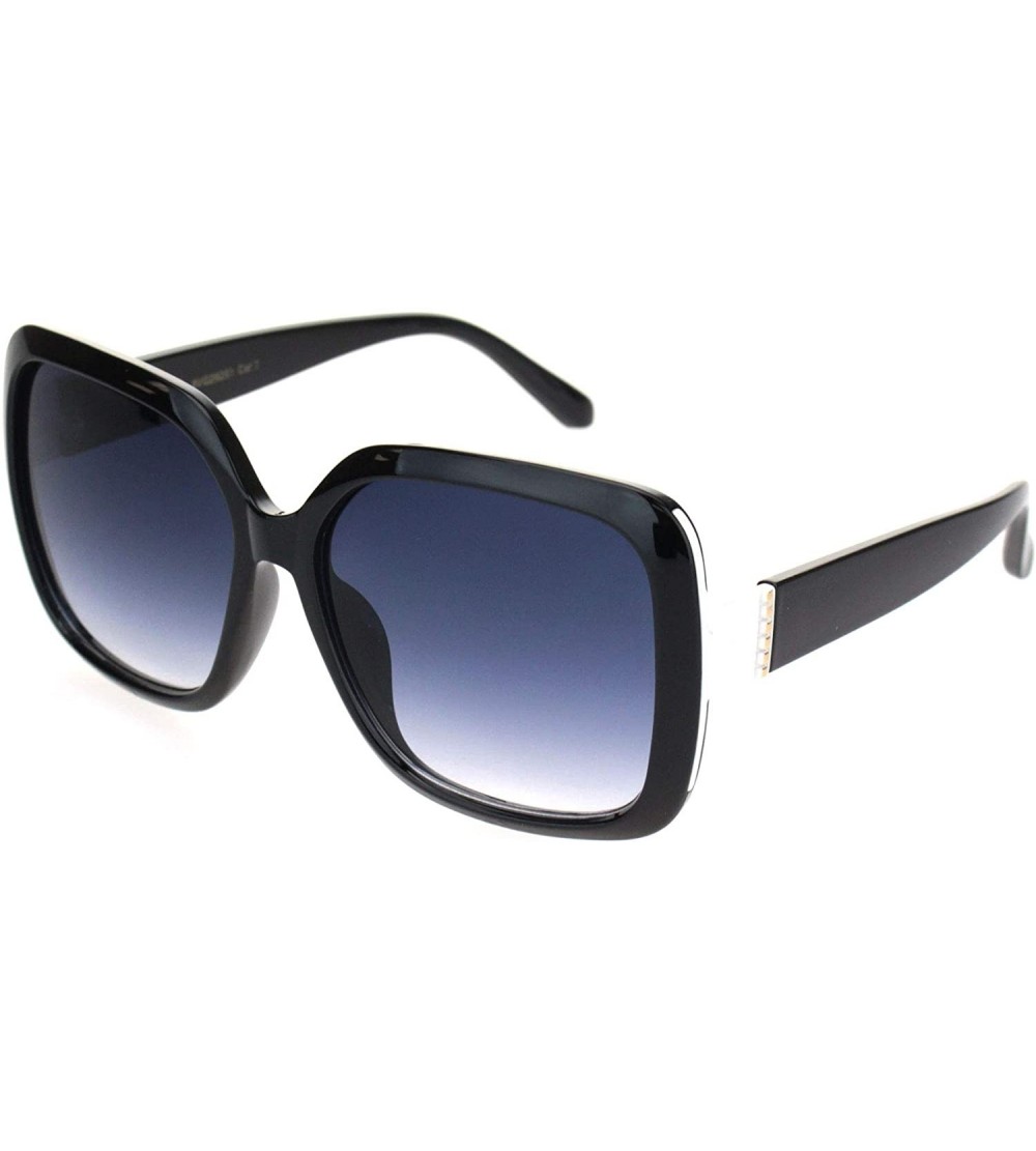 Rectangular Womens Chic Squared Rectangular Butterfly Plastic Sunglasses - Black White Smoke - C318OQXD3DO $22.81