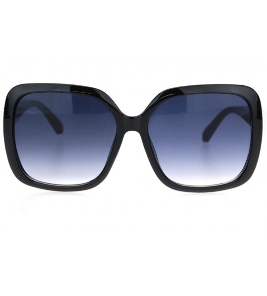 Rectangular Womens Chic Squared Rectangular Butterfly Plastic Sunglasses - Black White Smoke - C318OQXD3DO $22.81