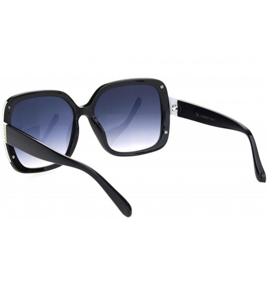 Rectangular Womens Chic Squared Rectangular Butterfly Plastic Sunglasses - Black White Smoke - C318OQXD3DO $22.81