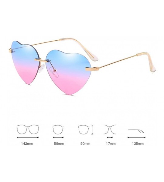 Cat Eye Heart Sunglasses Thin Metal Frame Lovely Heart Style for Women - Blue and Pink - CU18Q89QD87 $21.36