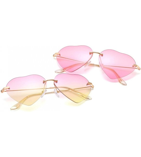 Cat Eye Heart Sunglasses Thin Metal Frame Lovely Heart Style for Women - Blue and Pink - CU18Q89QD87 $21.36