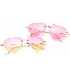 Cat Eye Heart Sunglasses Thin Metal Frame Lovely Heart Style for Women - Blue and Pink - CU18Q89QD87 $21.36