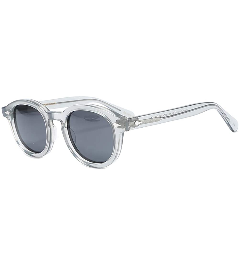 Round Johnny Depp Tony Stark Oval Sunglasses Fashion Men Women Vintage Sunglasses Transparent Sunglasses Gradation Lens - CS1...