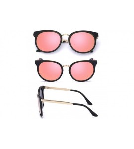 Oversized Oversized Round Cat eye Sunglasses for Women Polarized UV400 Protection - A Black Cateye Gold Rose Mirror Glasses -...