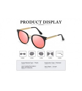 Oversized Oversized Round Cat eye Sunglasses for Women Polarized UV400 Protection - A Black Cateye Gold Rose Mirror Glasses -...