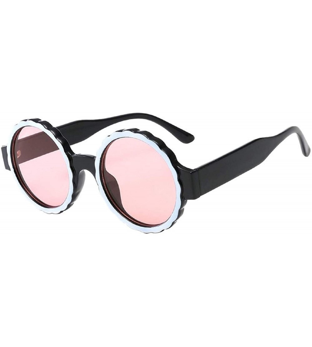 Rimless Round Sunglasses for Women Oversized Vintage Sun Glasses Top Fashion Novelty Shades - Pink - C218U7CCOAO $20.48