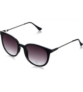 Round Women's LD254 Rectangular Sunglasses with 100% UV Protection - 54 mm - Black & Silver - C7180NZIGW4 $72.57