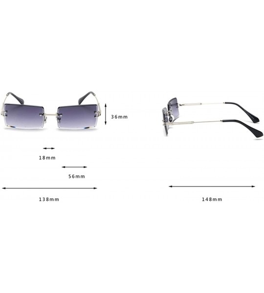 Semi-rimless Small Rectangle Sunglasses Women RimlSquare Sun Glasses 2019 Summer Style Female Uv400 Green Brown - Purple Gray...