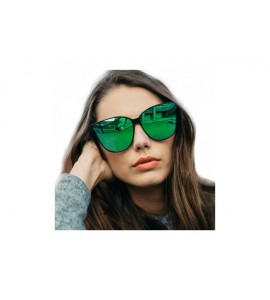 Aviator Sunglasses Polarized Oversized Fashion - Black Frame/Green Mirrored Lens - C7198G0LS3X $40.09