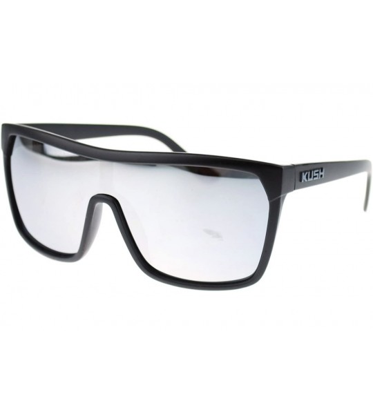 Shield Kush Marijuana Pot Flat Top Shield Mob Mirrored Mirror Lens Sunglasses - Black Grey - CQ11OMSCS5D $18.56