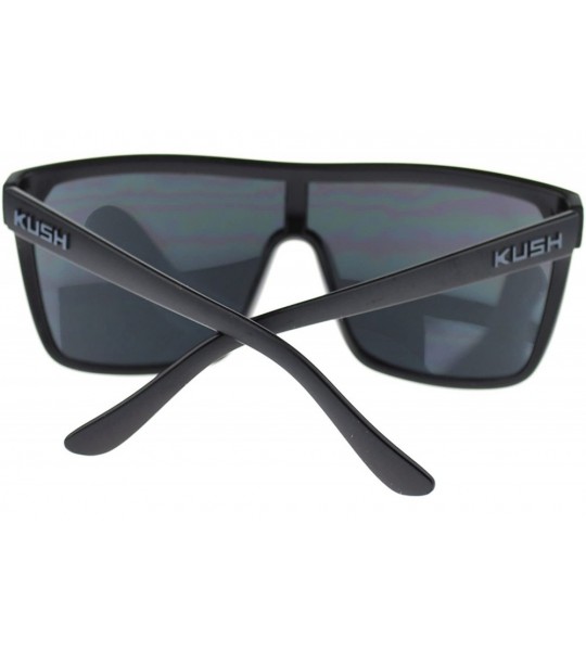 Shield Kush Marijuana Pot Flat Top Shield Mob Mirrored Mirror Lens Sunglasses - Black Grey - CQ11OMSCS5D $18.56