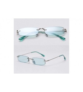 Square Retro Rimless Sunglasses Square Men Tinted Color Small Sun Glasses for Women Uv400 - Silver With Green - C81974TGEL7 $...