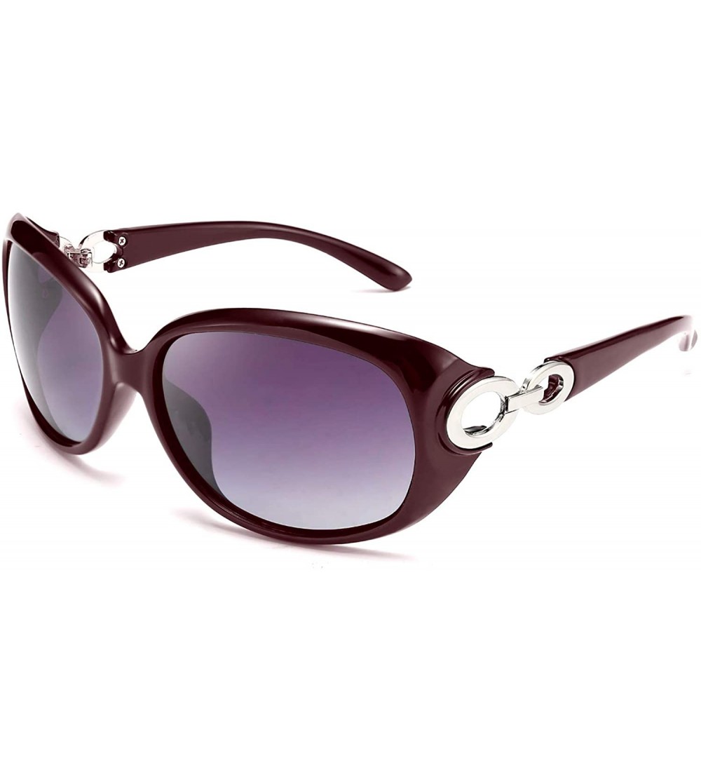 Oversized Retro Polarized Sunglasses Fashion design Elegant Eyewear for Women B2591 - 02 Fuchsia Frame Grey Lenses - C4196Z3E...