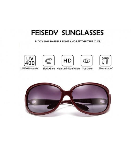 Oversized Retro Polarized Sunglasses Fashion design Elegant Eyewear for Women B2591 - 02 Fuchsia Frame Grey Lenses - C4196Z3E...