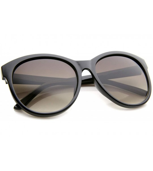 Cat Eye Women's Fashion Horn Rimmed Oversized Cat Eye Sunglasses 58mm - Black / Lavender - CY12JP6GHJT $18.91