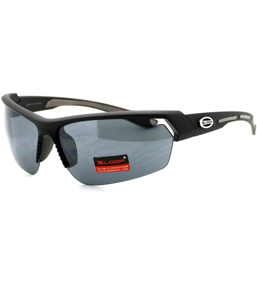 Wrap Xloop Sunglasses Mens Sports Light Weight Half Rim Wrap Matte Frame - Black - C918040OD00 $17.95