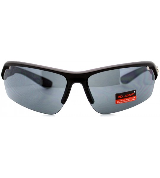 Wrap Xloop Sunglasses Mens Sports Light Weight Half Rim Wrap Matte Frame - Black - C918040OD00 $17.95