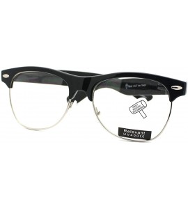 Wayfarer Unisex 50's Truly Vintage Fashion Clear Lens Horn Rim Eyeglasses - Black Silver - CB11CRQ35XB $18.29